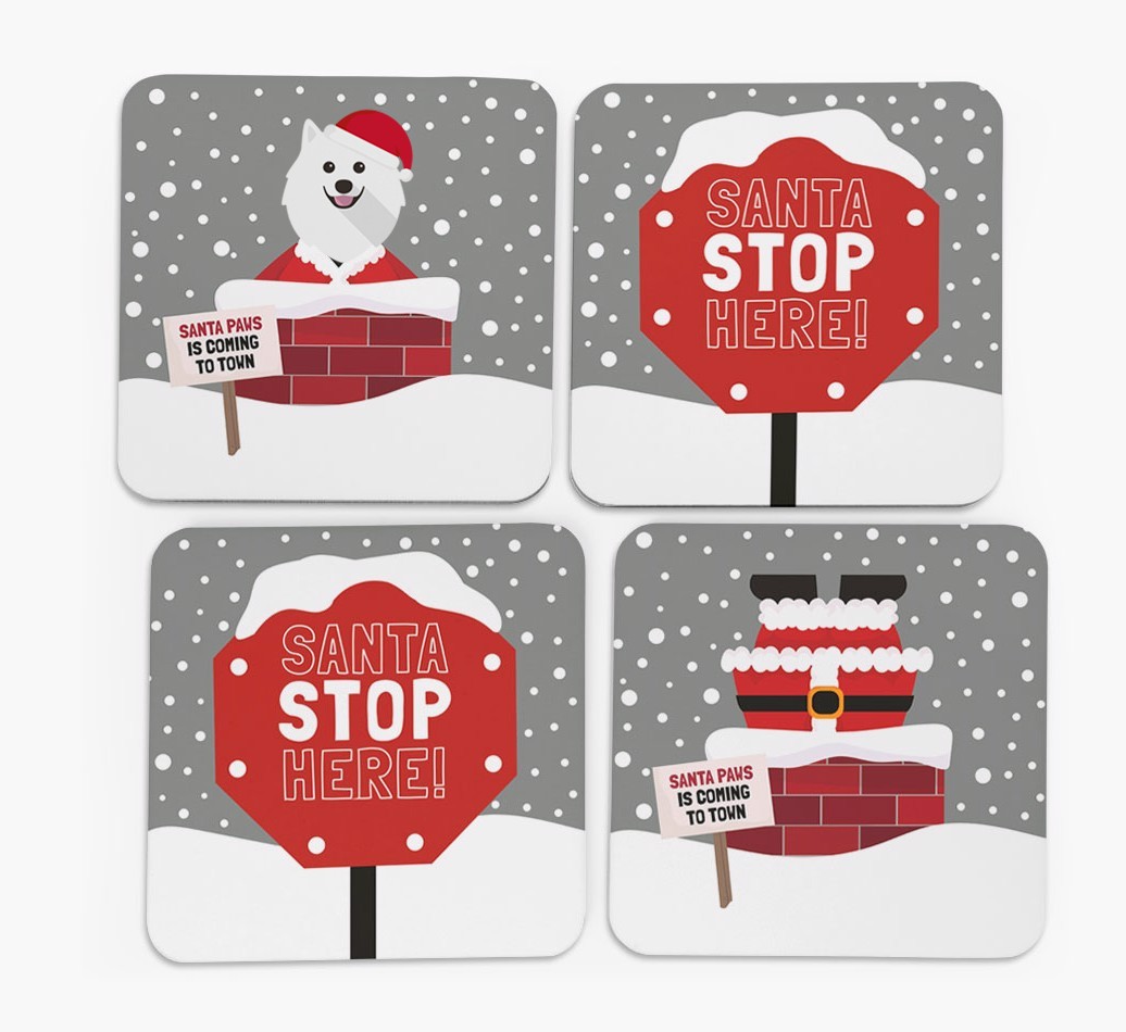 'Santa Paws' - Personalised {breedFullName} Coasters