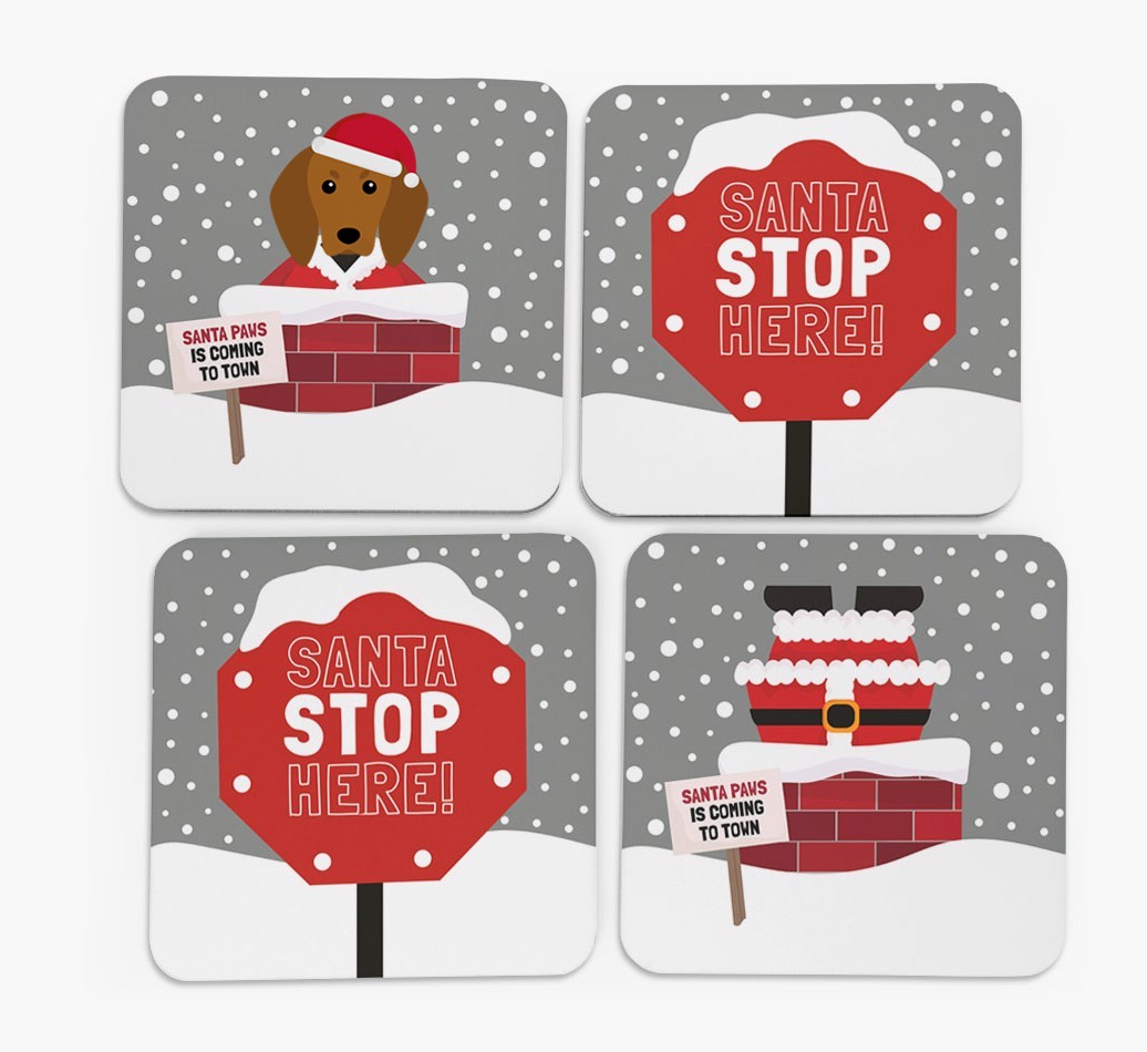 'Santa Paws' - Personalised {breedFullName} Coasters
