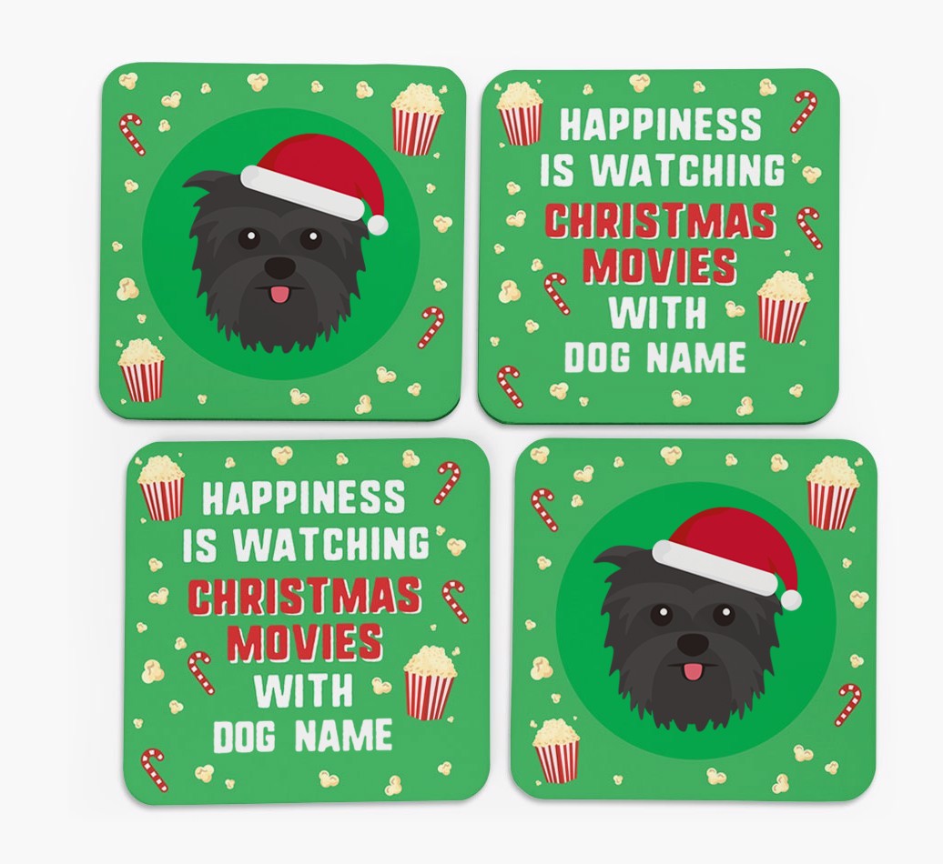 'Christmas Movies with {dogsName}' - Personalised {breedFullName} Coasters