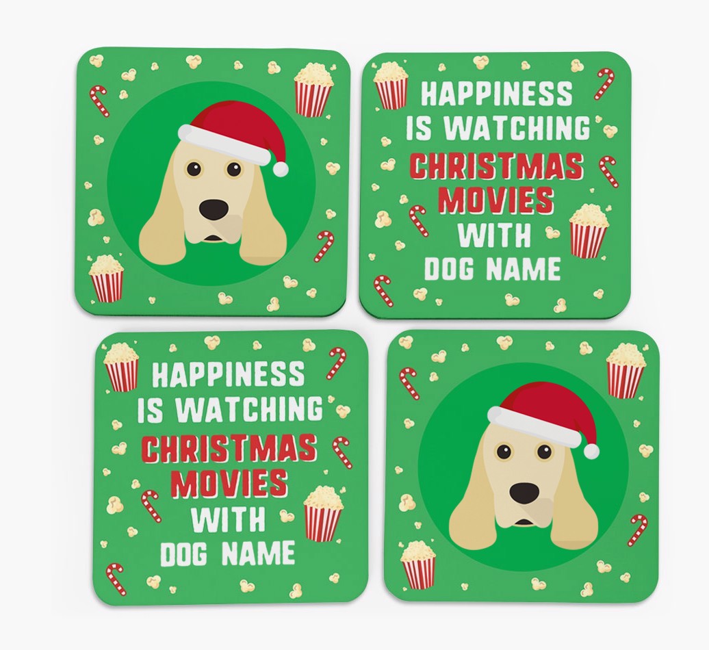 'Christmas Movies with {dogsName}' - Personalised {breedFullName} Coasters