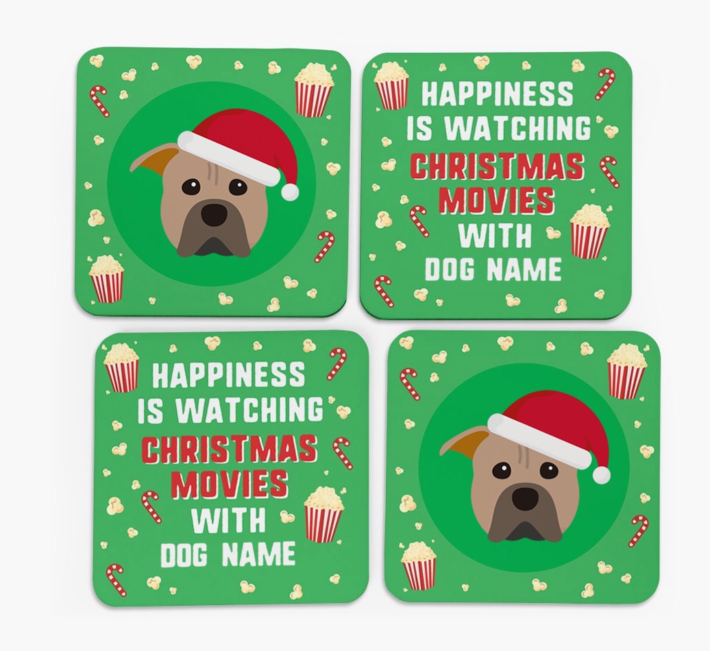'Christmas Movies with {dogsName}' - Personalised {breedFullName} Coasters