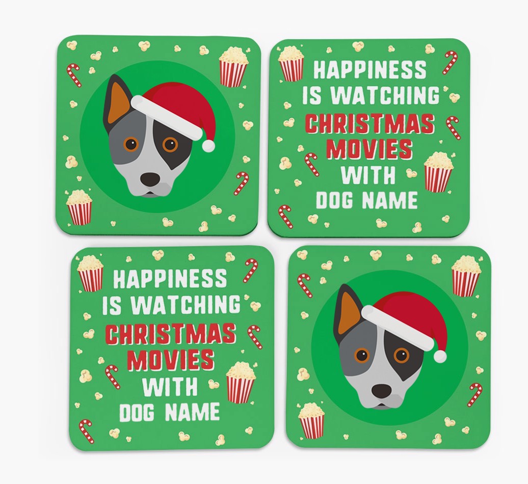 'Christmas Movies with {dogsName}' - Personalised {breedFullName} Coasters