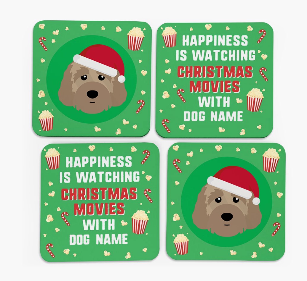 'Christmas Movies with {dogsName}' - Personalised {breedFullName} Coasters