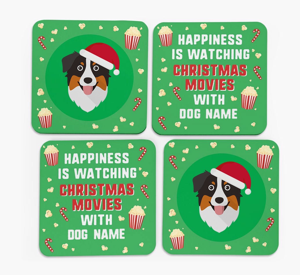 'Christmas Movies with {dogsName}' - Personalised {breedFullName} Coasters