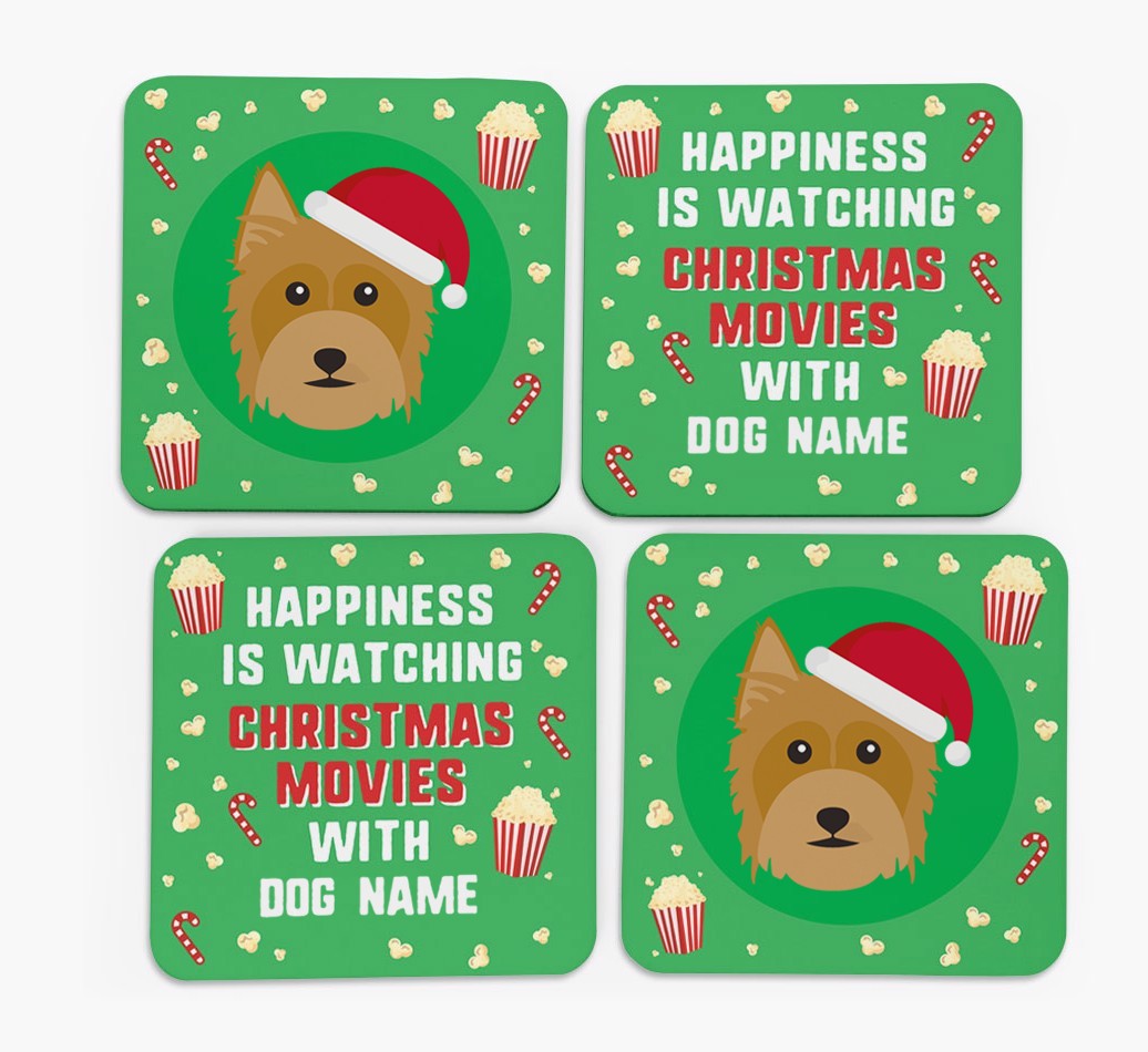 'Christmas Movies with {dogsName}' - Personalised {breedFullName} Coasters