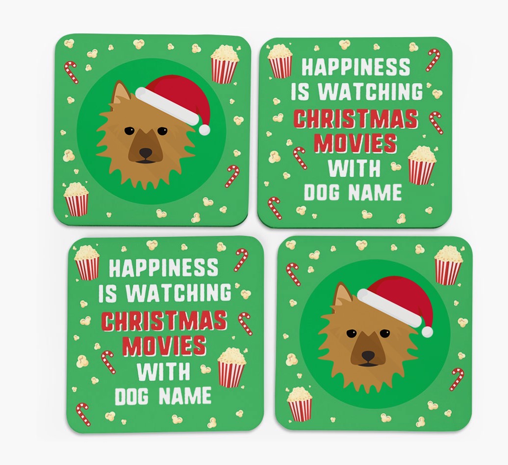 'Christmas Movies with {dogsName}' - Personalised {breedFullName} Coasters