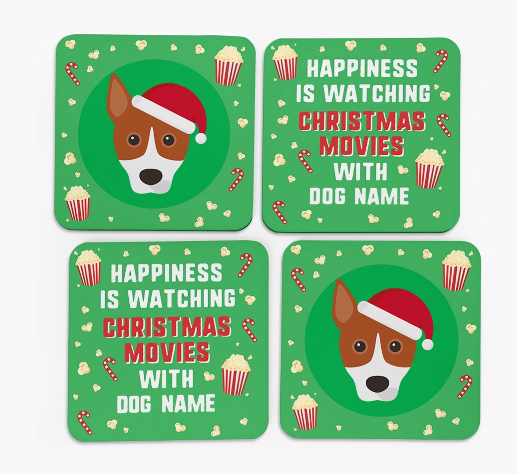 'Christmas Movies with {dogsName}' - Personalised {breedFullName} Coasters
