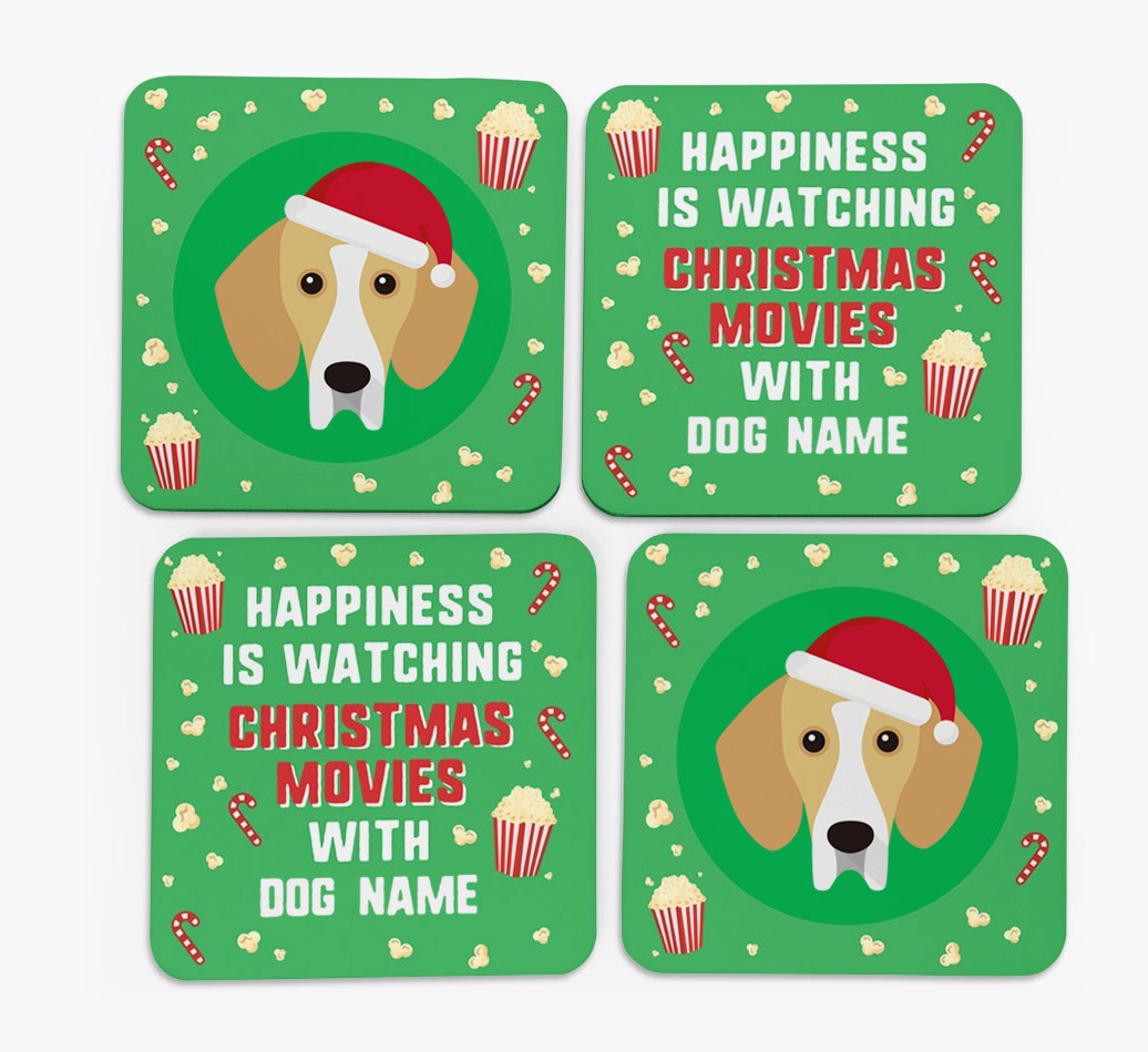 'Christmas Movies with {dogsName}' - Personalised {breedFullName} Coasters