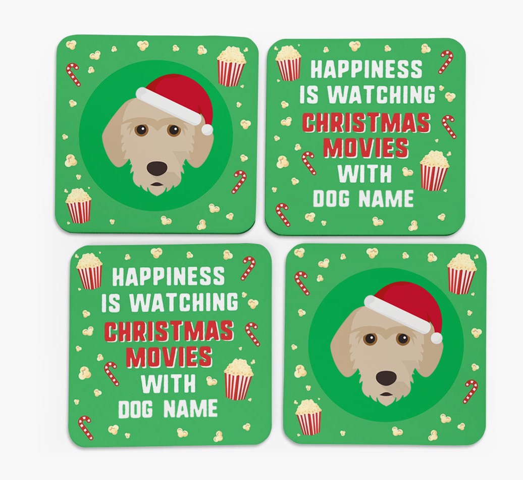 'Christmas Movies with {dogsName}' - Personalised {breedFullName} Coasters