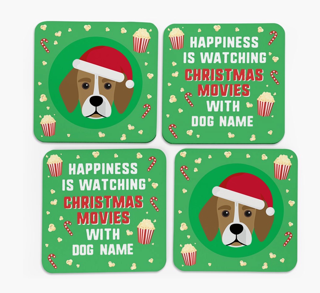 'Christmas Movies with {dogsName}' - Personalised {breedFullName} Coasters