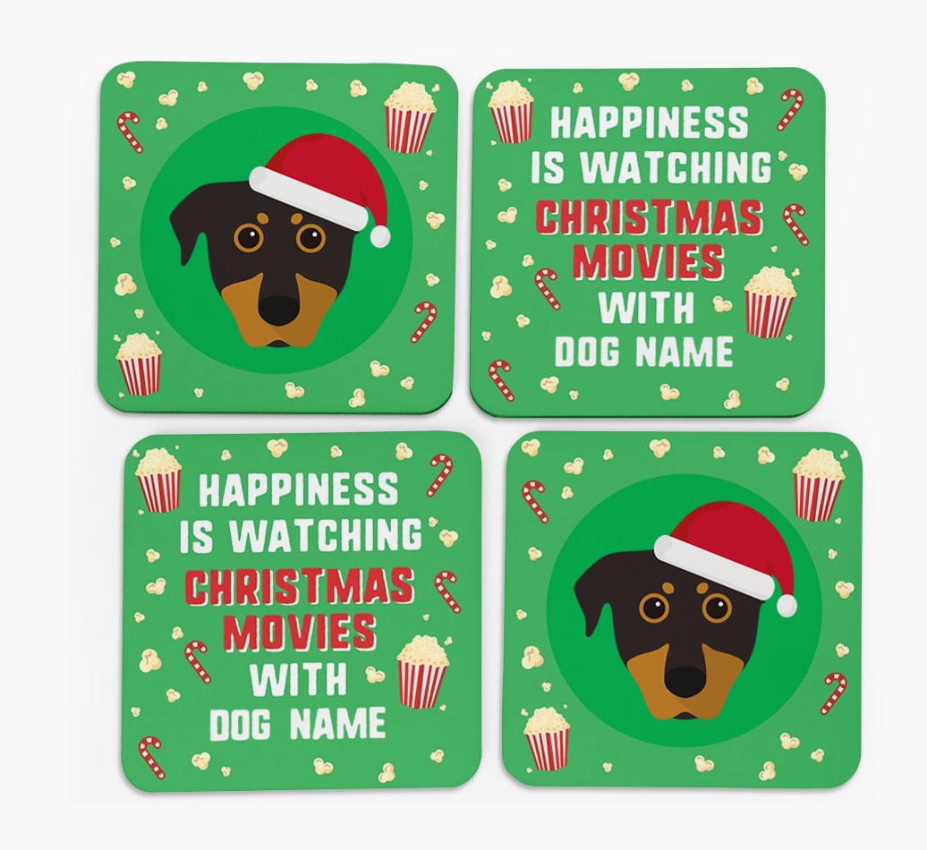 'Christmas Movies with {dogsName}' - Personalised {breedFullName} Coasters
