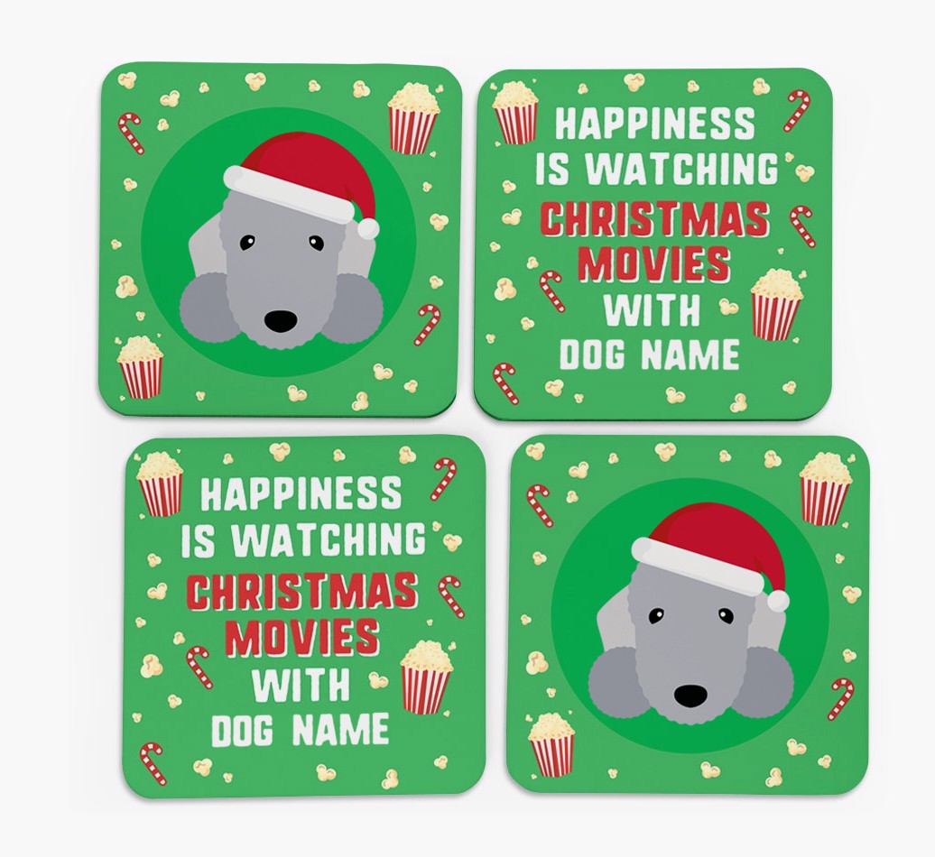 'Christmas Movies with {dogsName}' - Personalised {breedFullName} Coasters