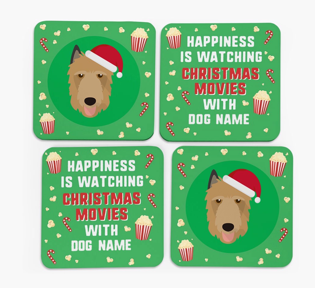 'Christmas Movies with {dogsName}' - Personalised {breedFullName} Coasters