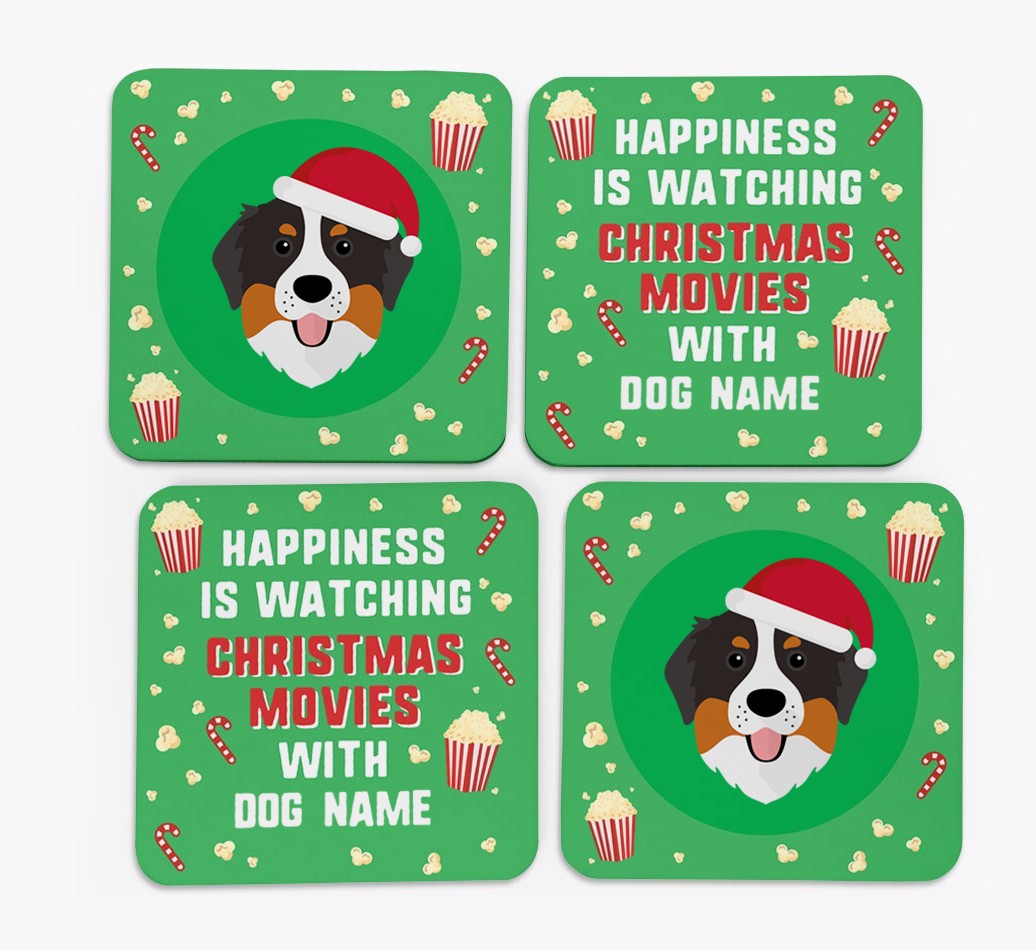 'Christmas Movies with {dogsName}' - Personalised {breedFullName} Coasters