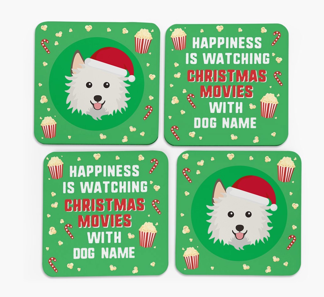 'Christmas Movies with {dogsName}' - Personalised {breedFullName} Coasters