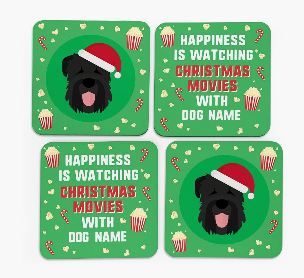 'Christmas Movies with {dogsName}' - Personalised {breedFullName} Coasters