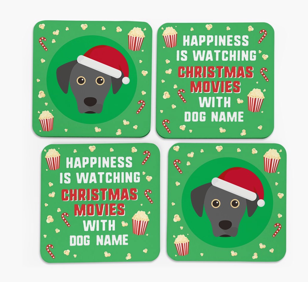 'Christmas Movies with {dogsName}' - Personalised {breedFullName} Coasters