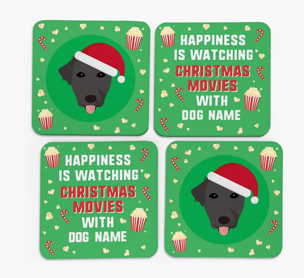 'Christmas Movies with {dogsName}' - Personalised {breedFullName} Coasters
