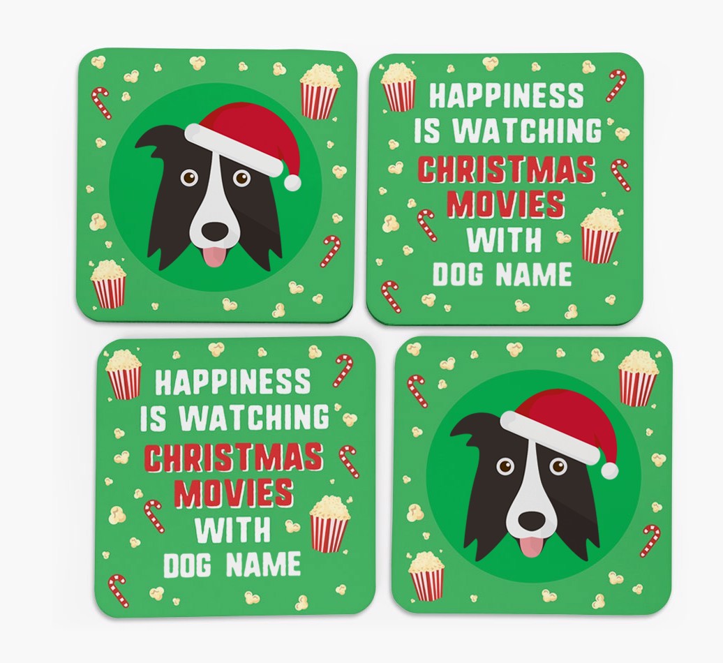 'Christmas Movies with {dogsName}' - Personalised {breedFullName} Coasters