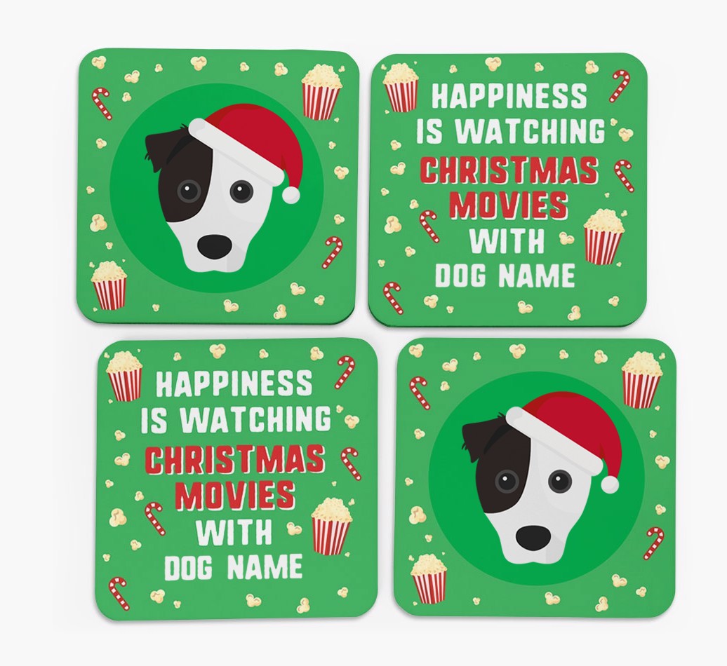 'Christmas Movies with {dogsName}' - Personalised {breedFullName} Coasters