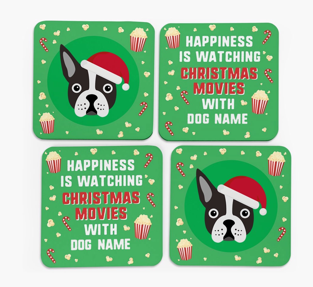 'Christmas Movies with {dogsName}' - Personalised {breedFullName} Coasters
