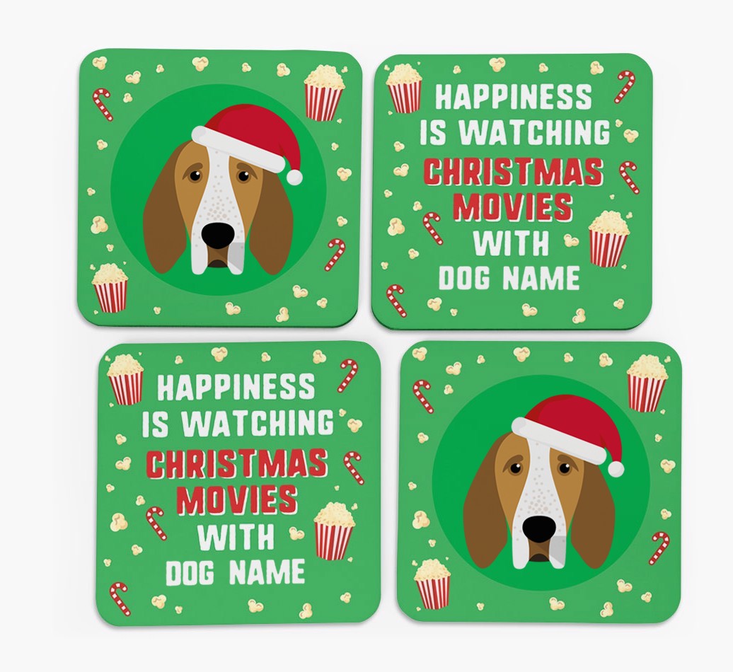 'Christmas Movies with {dogsName}' - Personalised {breedFullName} Coasters