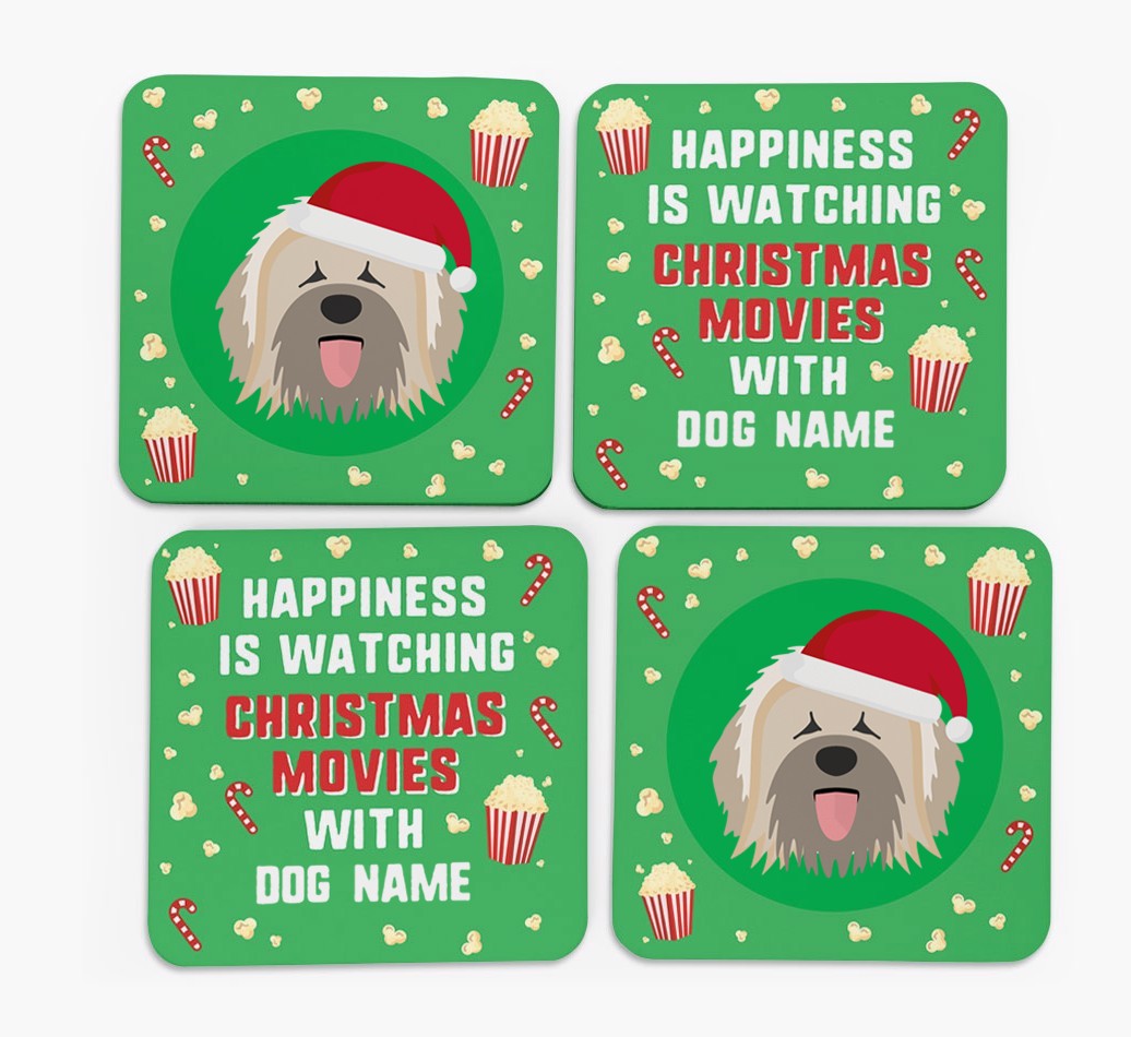 'Christmas Movies with {dogsName}' - Personalised {breedFullName} Coasters