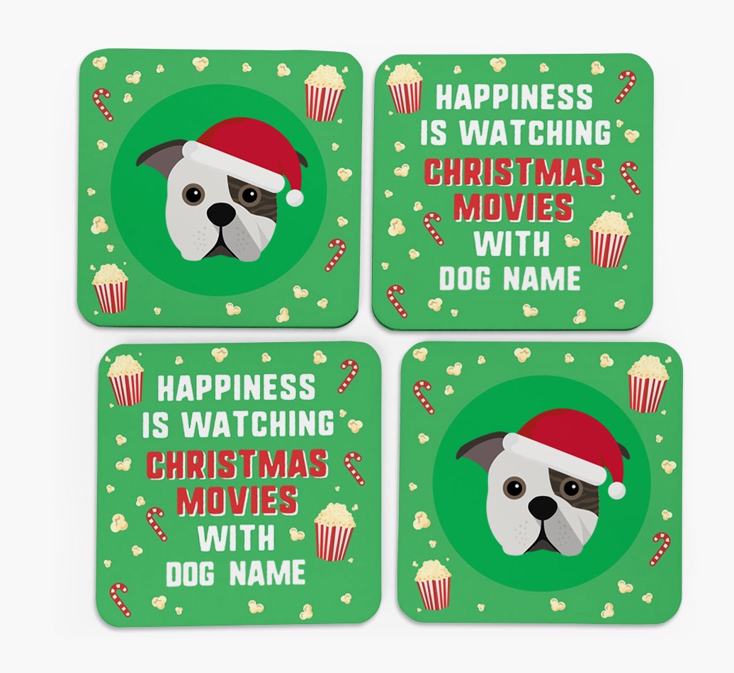 'Christmas Movies with {dogsName}' - Personalised {breedFullName} Coasters