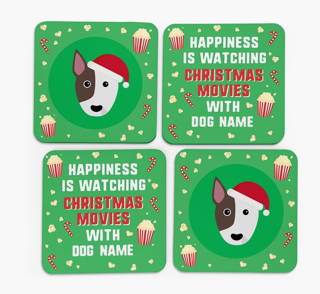 'Christmas Movies with {dogsName}' - Personalised {breedFullName} Coasters
