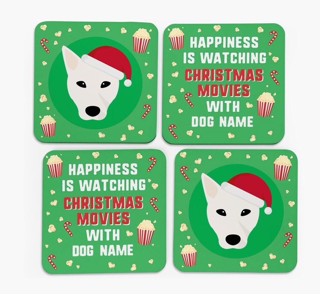 'Christmas Movies with {dogsName}' - Personalised {breedFullName} Coasters