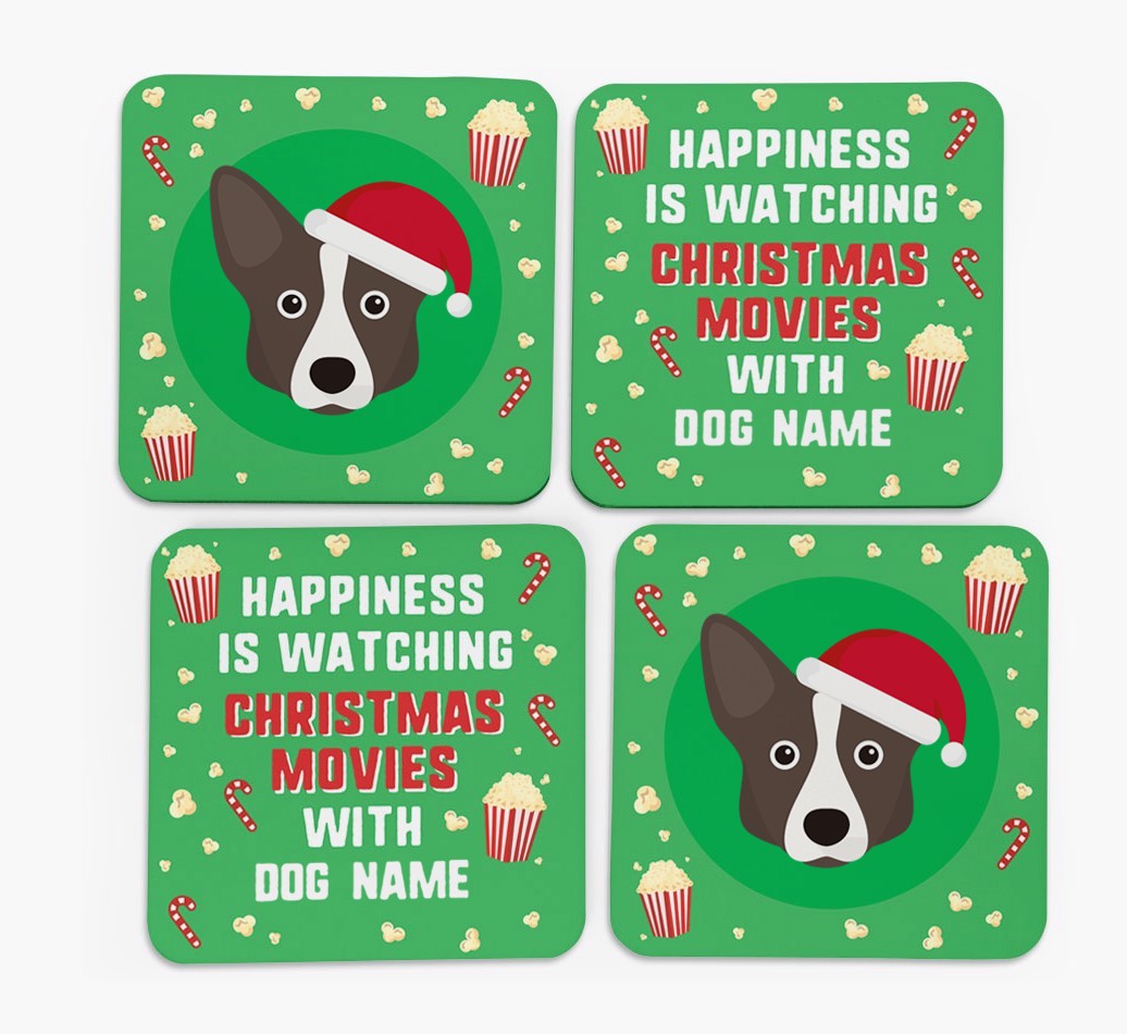'Christmas Movies with {dogsName}' - Personalised {breedFullName} Coasters