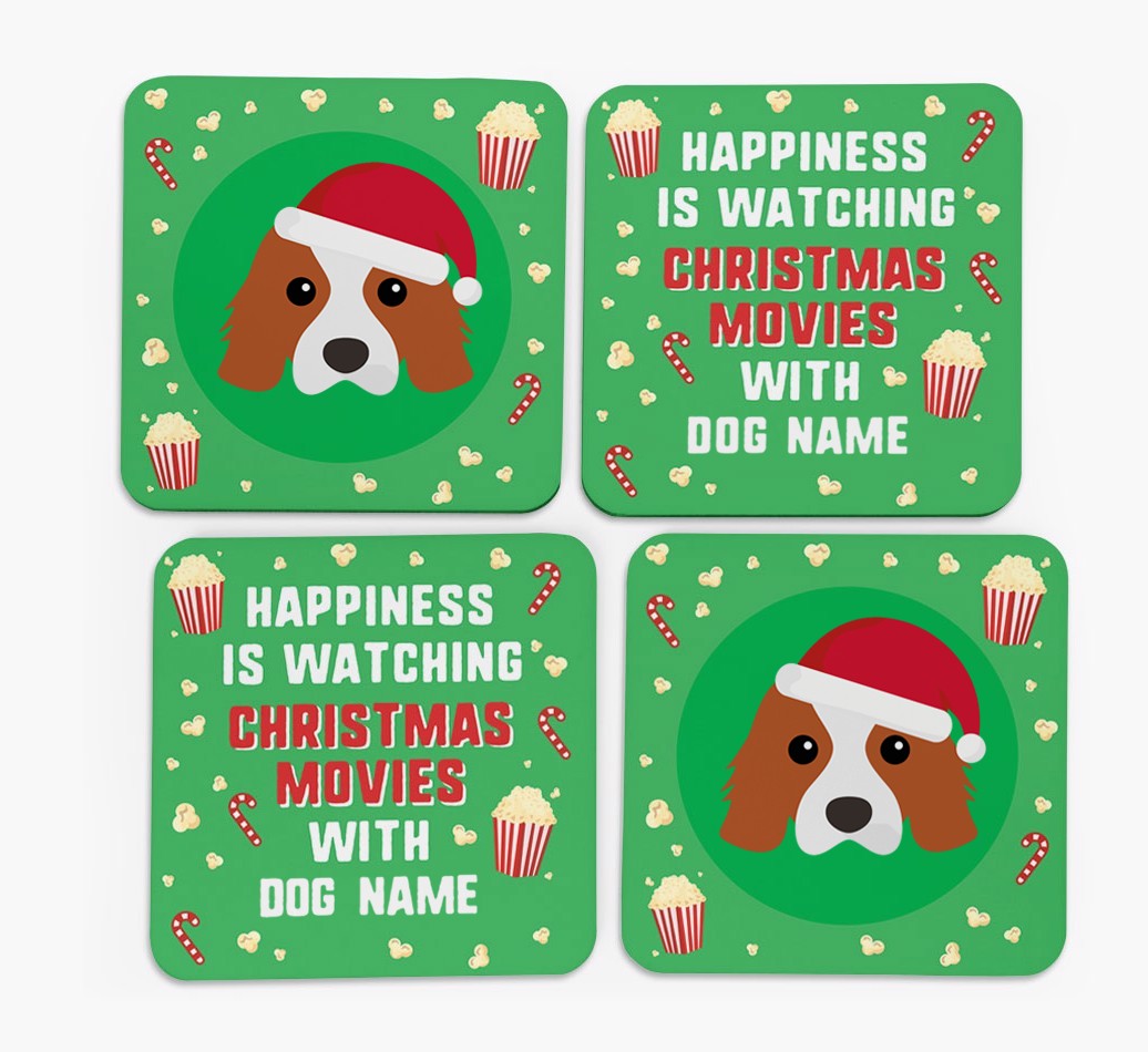 'Christmas Movies with {dogsName}' - Personalised {breedFullName} Coasters