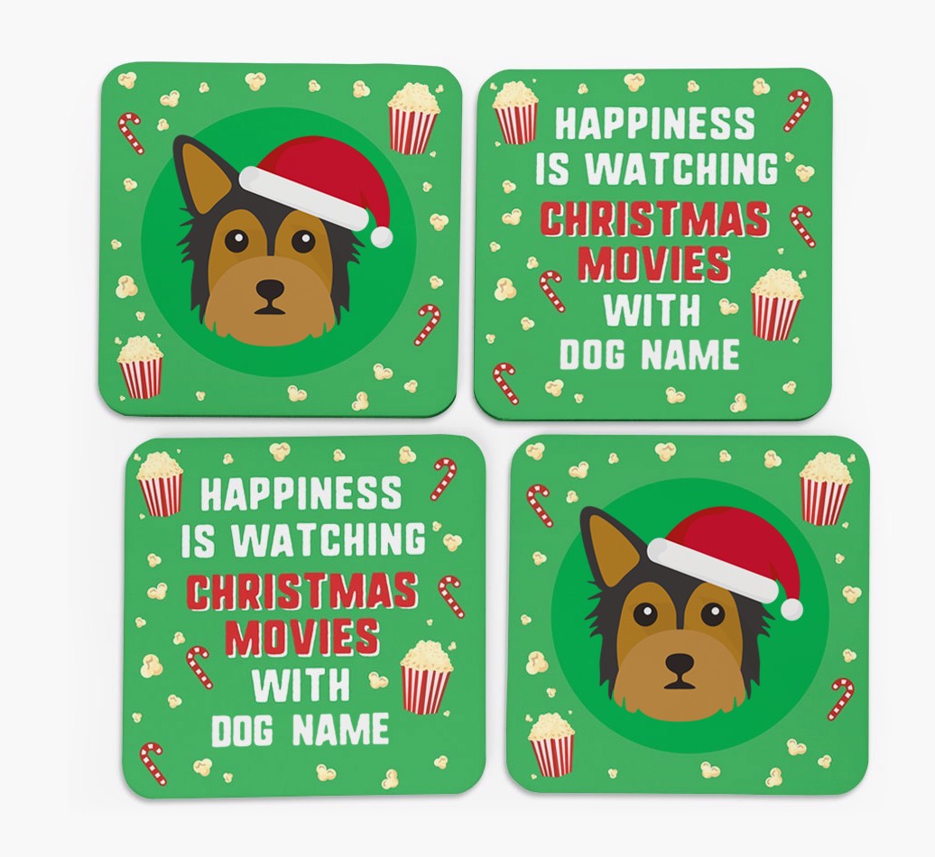 'Christmas Movies with {dogsName}' - Personalised {breedFullName} Coasters