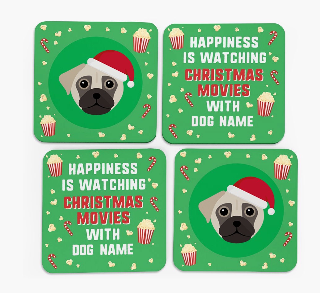 'Christmas Movies with {dogsName}' - Personalised {breedFullName} Coasters