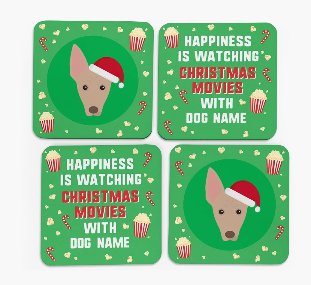 'Christmas Movies with {dogsName}' - Personalised {breedFullName} Coasters