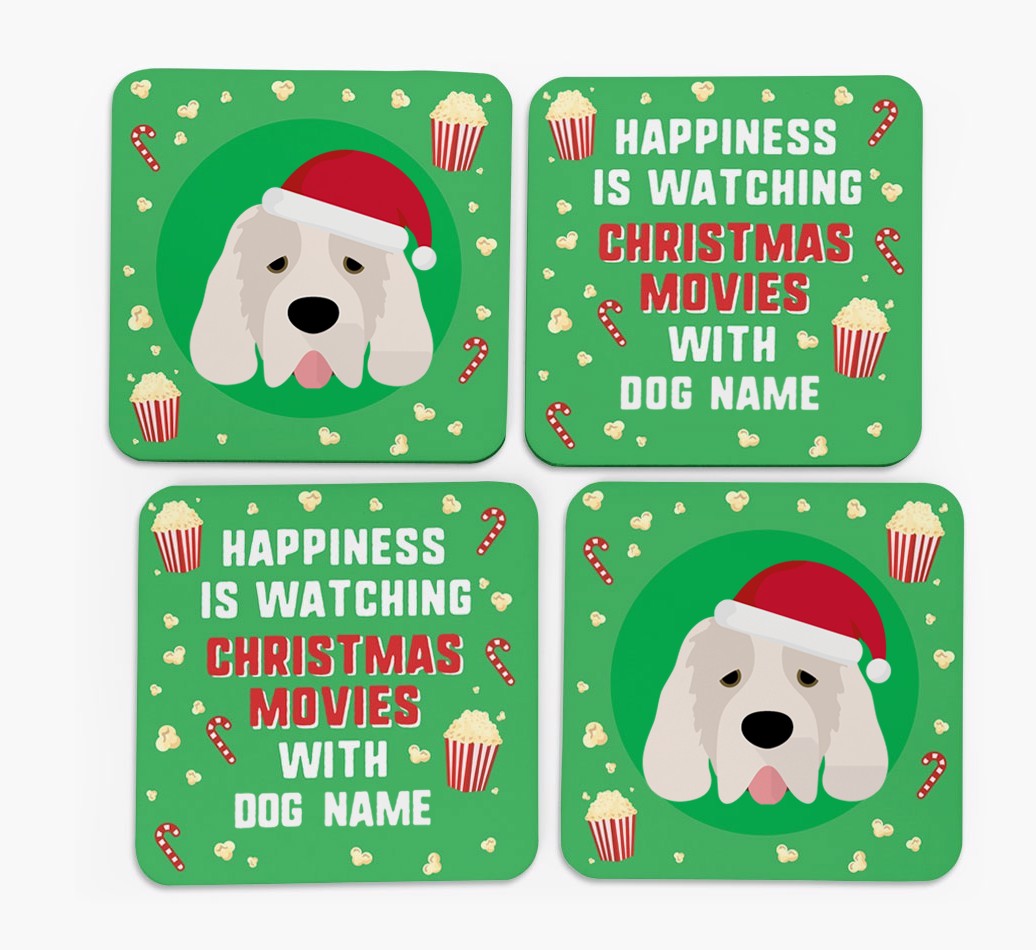 'Christmas Movies with {dogsName}' - Personalised {breedFullName} Coasters