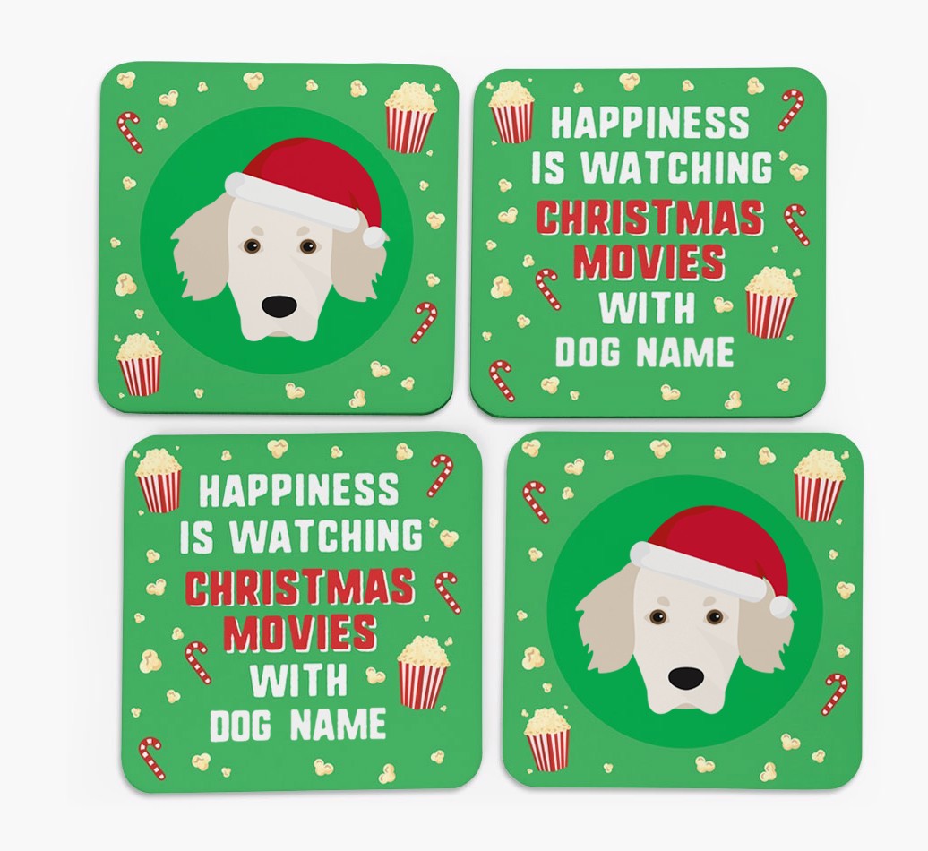 'Christmas Movies with {dogsName}' - Personalised {breedFullName} Coasters