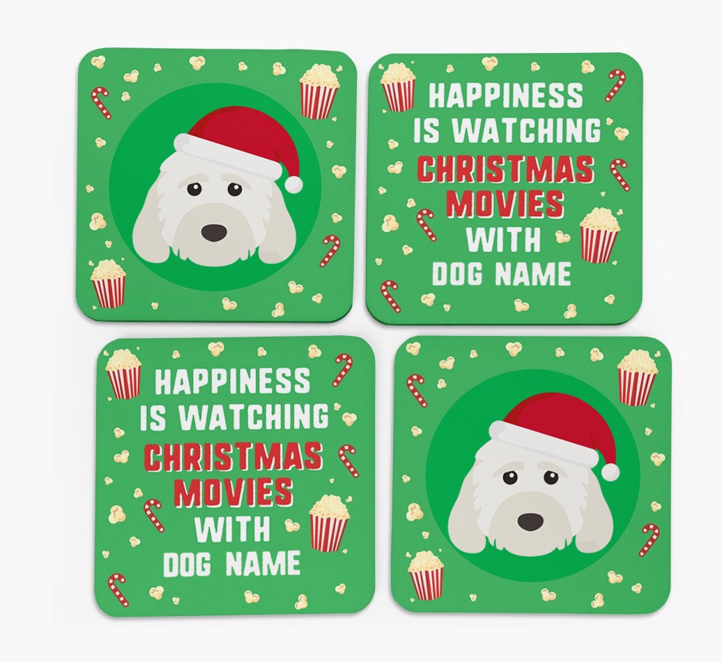 'Christmas Movies with {dogsName}' - Personalised {breedFullName} Coasters