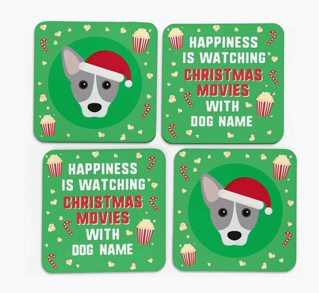 'Christmas Movies with {dogsName}' - Personalised {breedFullName} Coasters