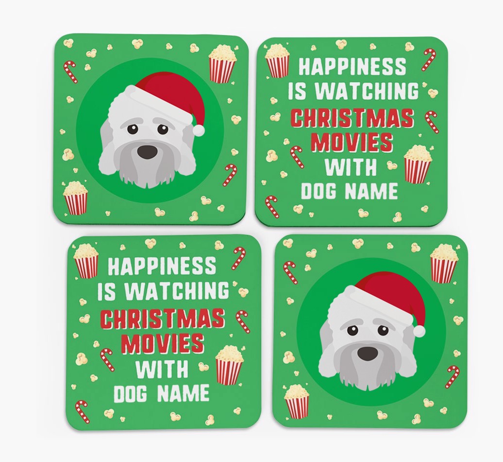 'Christmas Movies with {dogsName}' - Personalised {breedFullName} Coasters