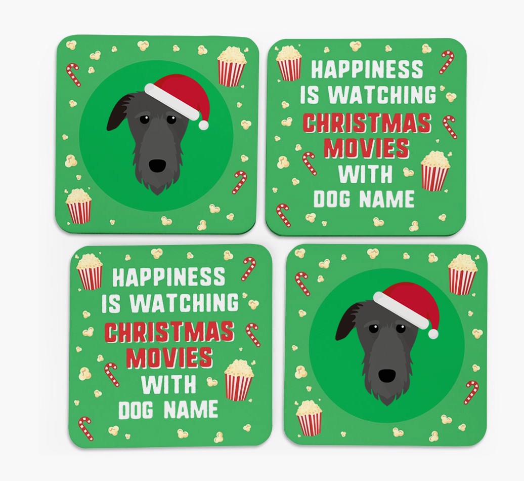 'Christmas Movies with {dogsName}' - Personalised {breedFullName} Coasters