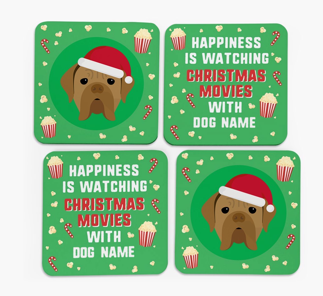 'Christmas Movies with {dogsName}' - Personalised {breedFullName} Coasters