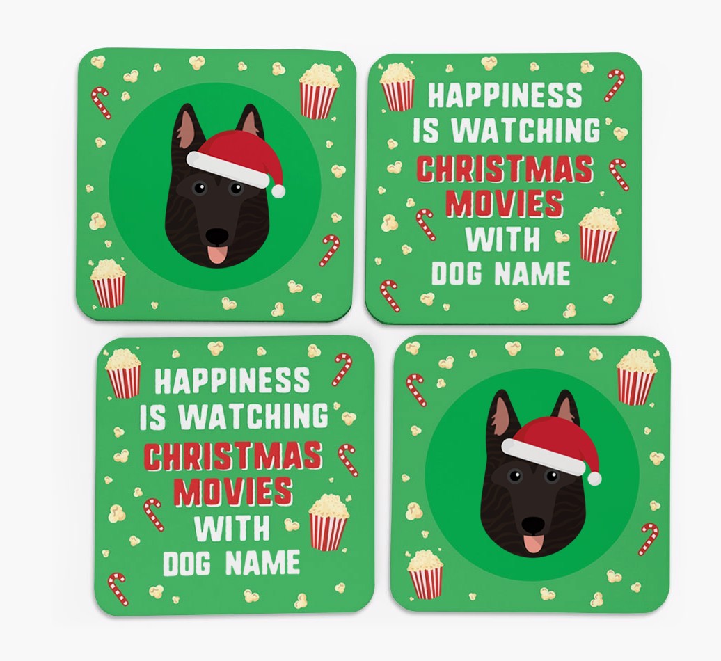 'Christmas Movies with {dogsName}' - Personalised {breedFullName} Coasters