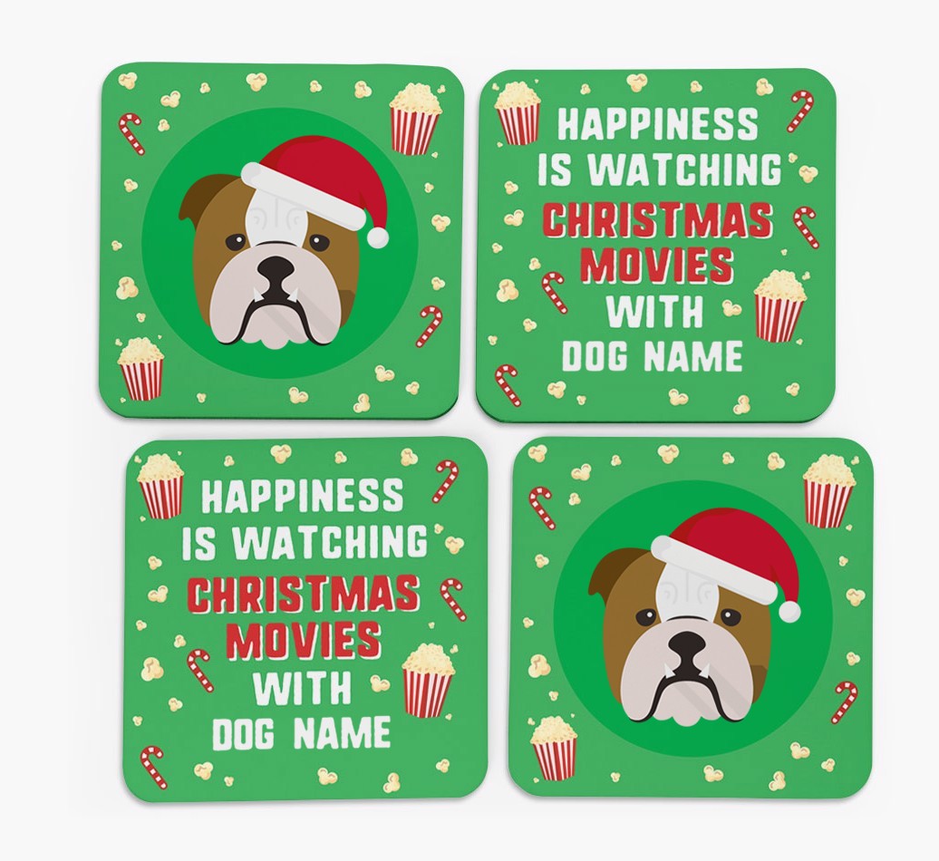 'Christmas Movies with {dogsName}' - Personalised {breedFullName} Coasters