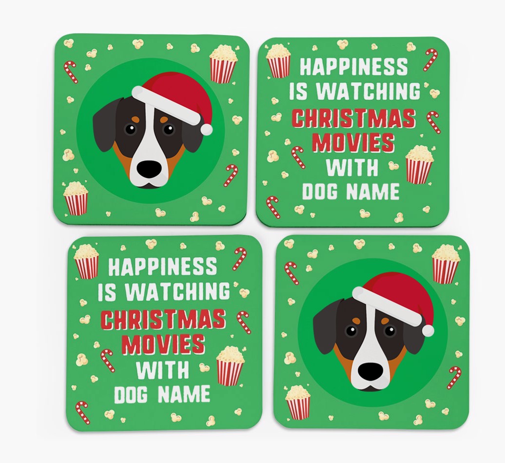 'Christmas Movies with {dogsName}' - Personalised {breedFullName} Coasters