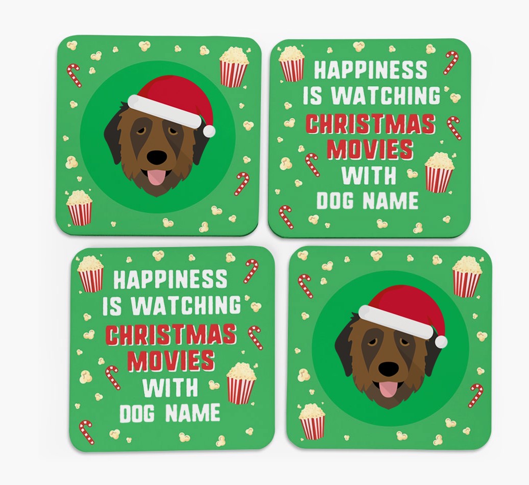 'Christmas Movies with {dogsName}' - Personalised {breedFullName} Coasters