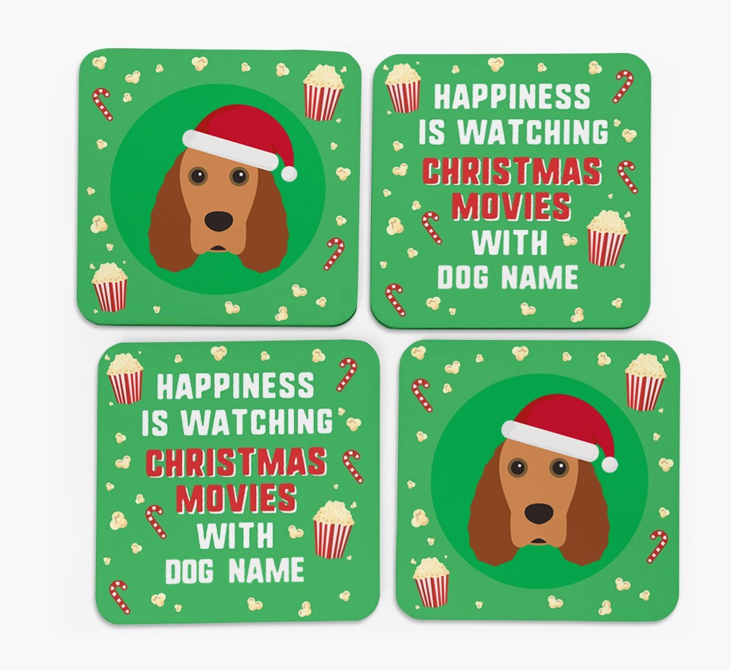 'Christmas Movies with {dogsName}' - Personalised {breedFullName} Coasters