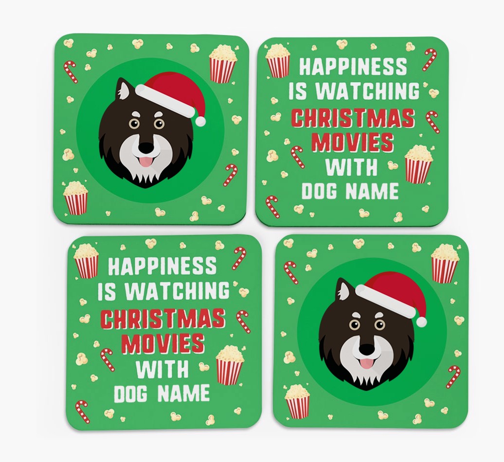 'Christmas Movies with {dogsName}' - Personalised {breedFullName} Coasters