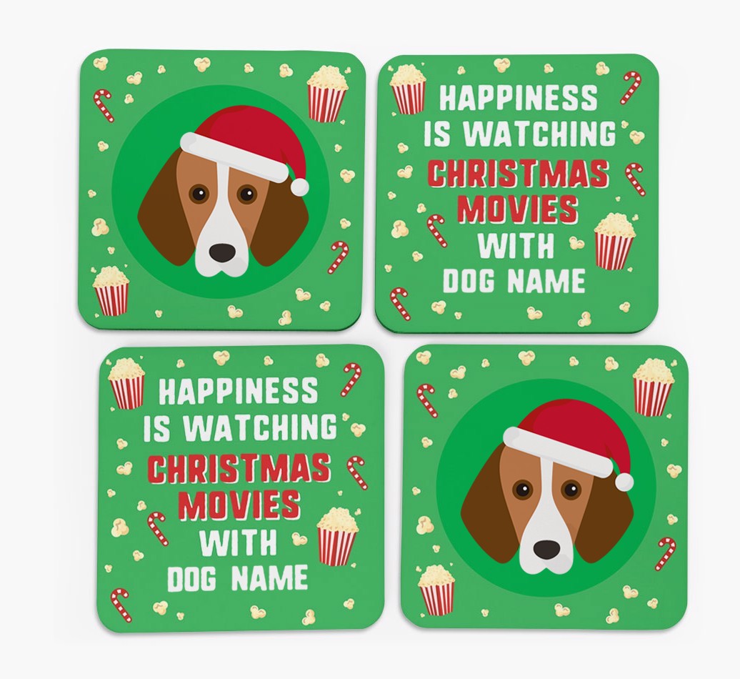 'Christmas Movies with {dogsName}' - Personalised {breedFullName} Coasters