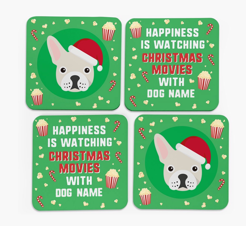 'Christmas Movies with {dogsName}' - Personalised {breedFullName} Coasters
